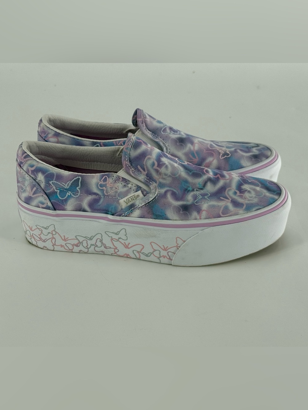 Vans Slip-On Platform Sneakers in Purple and Pink Tie-Dye Butterfly
